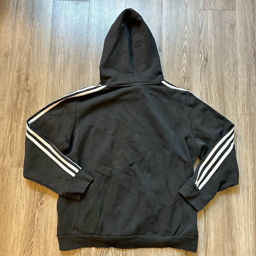 Adidas Women's 3 Stripe Black Fleece Hoodie Pullover Size XL - Picture 6 of 6